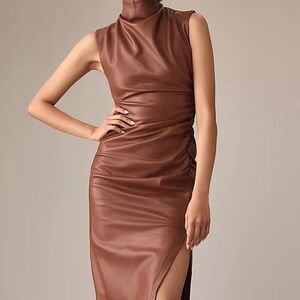 Anthropologie Maya Ruched Cowl Neck Dress - Vegan Leather